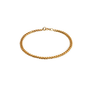 3.4mm CLASSIC FLAT CURB CHAIN BRACELET GOLD